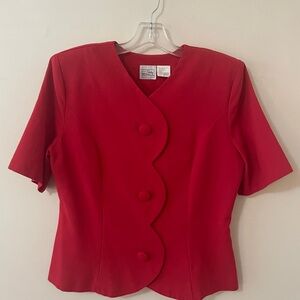 Retro Vintage 1980’s 1990’s 3 button Scalloped Structured Jacket/ Top/ Blazer